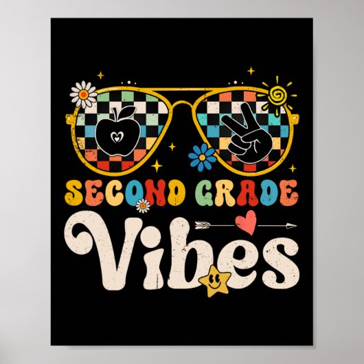 Second Grade Vibes - 2nd Grade Team Retro 1st Day Poster (Voorkant)