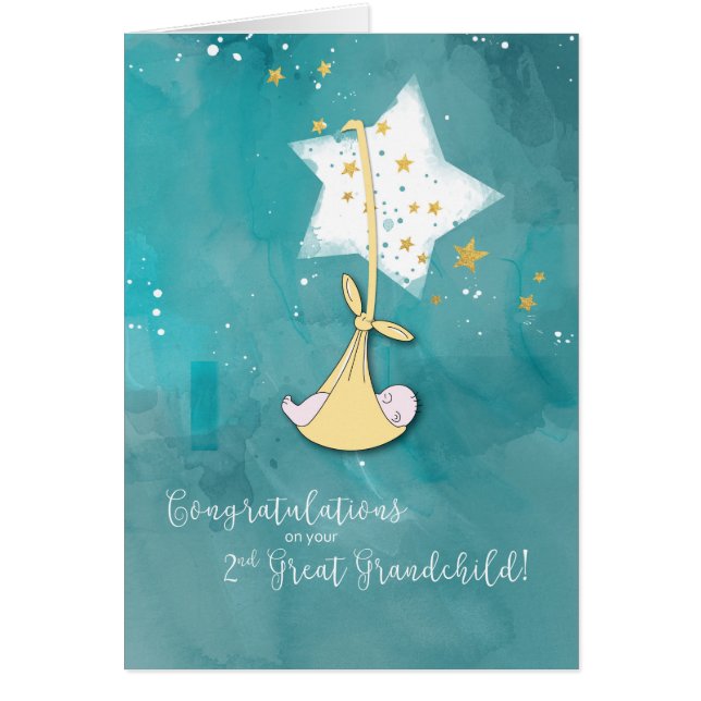 Second Great Grandchild, Congrats, Baby in Stars (Devant)