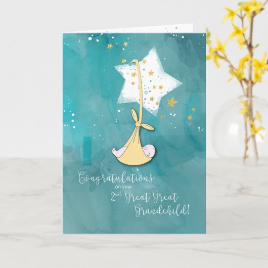 Second Great Great Grandchild, Congratulations Kaart (Gele Bloem)
