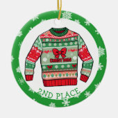 Second Place Ugly Sweater Winner Christmas Keramisch Ornament (Voorkant)