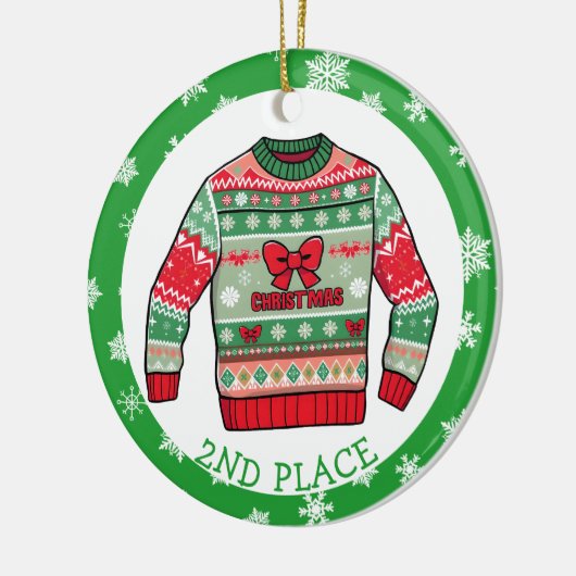 Second Place Ugly Sweater Winner Christmas Keramisch Ornament (Links)