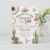 Second Rodeo Cowboy Wild West Birthday Invitation  (Debout devant)
