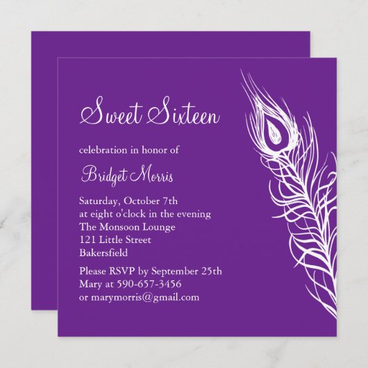 Secouer vos plumes de queue Invitation d'anniversa (Devant / Derrière)