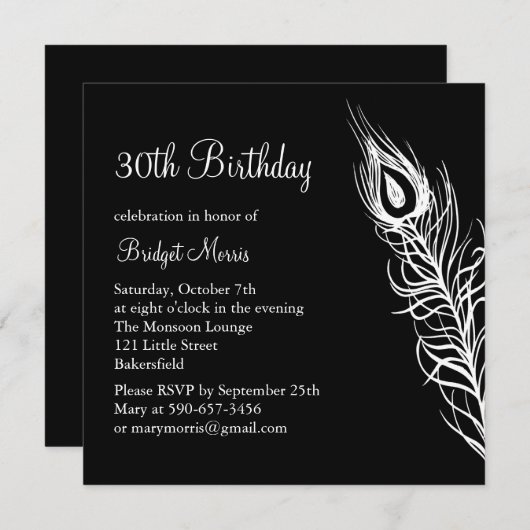 Secouez votre invitation d'anniversaire de plumes (Devant / Derrière)