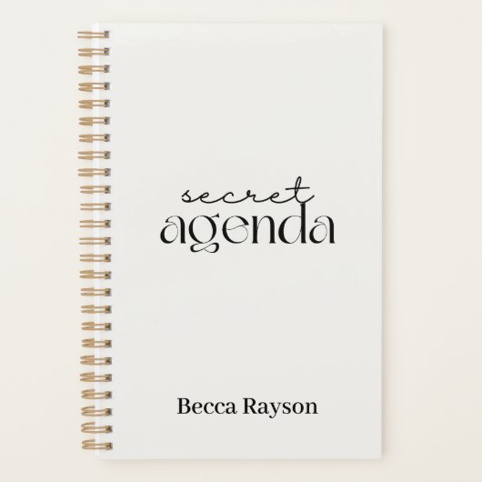 Secret Agenda Noir et blanc Planificateur minimali (Devant)