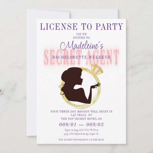 Secret Agent Licentie Party Bachelorette Route Kaart (Voorkant)