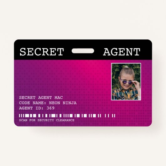 Secret Agent Spy Badge - ROZE (Voorkant)