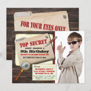 Secret Agent Spy Top Secret Birthday Party nodigt  Kaart