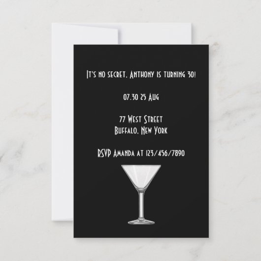 Secret Agent Thema Birthday Party Kaart (Achterkant)