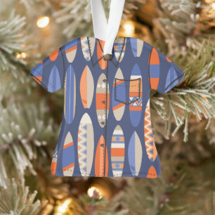 Secret Beach Hawaiian Surfboards Aloha Shirt - Bla Ornament