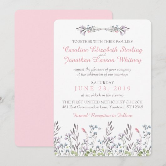 Secret Garden Aquarelle Florale Invitation (Devant / Derrière)