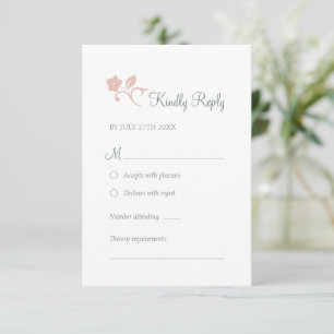Secret Garden Blush Floral Woodland Wedding RSVP Kaartje