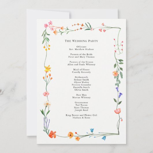 Secret Garden bruiloft ceremonie programma (Achterkant)