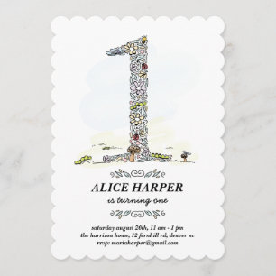 Secret Garden First Birthday Party Kaart