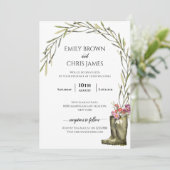 Secret Garden Foliage | Coupleboots Rustic Wedding Kaart (Staand voorkant)