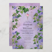 Secret Garden Lilac et Vins Faire-part de mariage (Devant / Derrière)