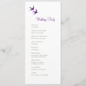 Secret Garden Paarse Floral Lovebird Wedding Programma (Achterkant)