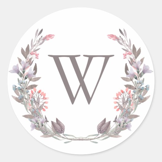 Secret Garden Waterverf Floral Monogram Sticker (Voorkant)