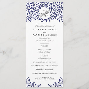 Secret Garden Wedding Programmes - Marine
