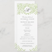 Secret Garden Wedding Programmes - Vert (Devant / Derrière)