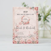 Secret Garden Wedding Romantische Bloemen RSVP Kaartje (Staand voorkant)