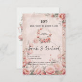 Secret Garden Wedding Romantische Bloemen RSVP Kaartje (Voorkant / Achterkant)