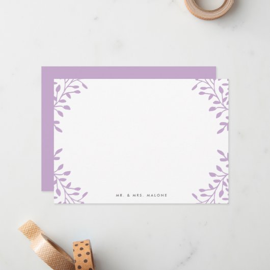 Secret Garden Wedding Stationery - Orchid Paars Notitiekaartje (Voorkant / Achterkant in situ)