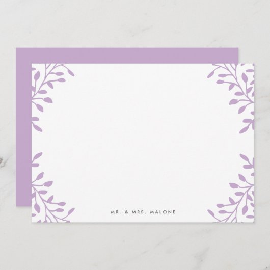 Secret Garden Wedding Stationery - Orchid Paars Notitiekaartje (Voorkant / Achterkant)