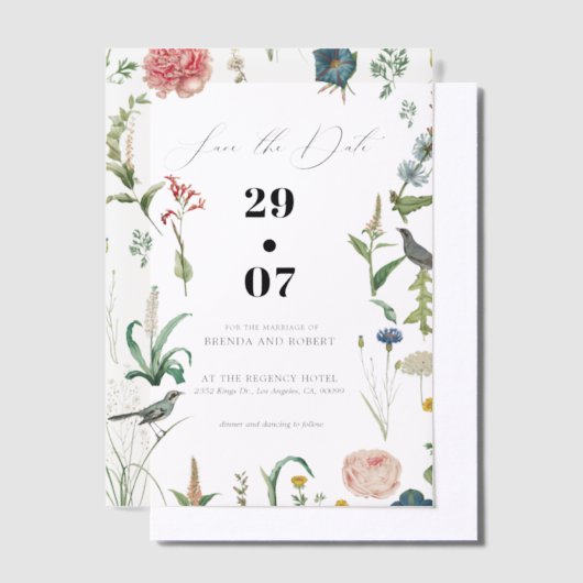 Secret Garden WildFlowers Lijst Save The Date Vellum Uitnodigingen (Offset)