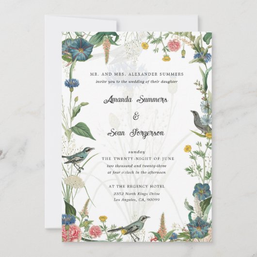 Secret Garden Wildflowers Wedding Invitation (Devant)