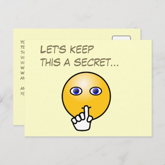 Secret hush emoticon surprise party uitnodiging briefkaart (Voorkant / Achterkant)