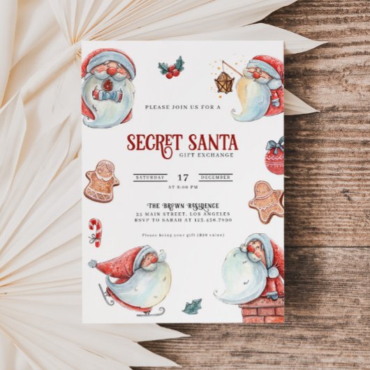 Secret Père Noël échange cadeau Invitation de fête