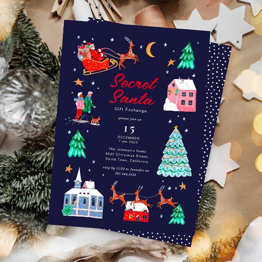 Secret Père Noël Noël Fête Invitation