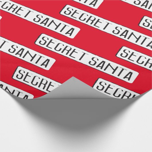 Secret Santa Christmas Holiday Sign Rood Cadeaupapier (Hoek)