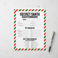 Secret Santa Gift vragenlijst