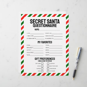 Secret Santa Gift vragenlijst