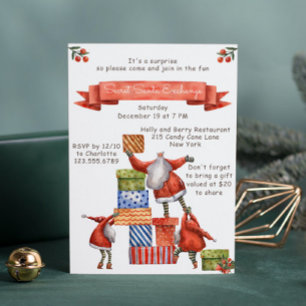 Secret Santa Kerstmis Party Moderne Waterverf Kaart