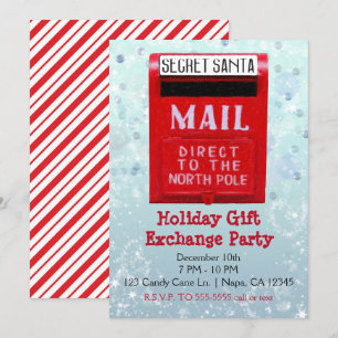 Secret Santa Mail Box Holiday Gift Exchange Party Kaart