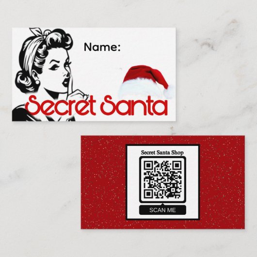 Secret Santa Name Card Visitekaartje (Voorkant / Achterkant)