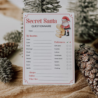 Secret Santa Questionnaire voor Gift Exchange Kaar