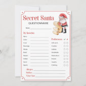 Secret Santa Questionnaire voor Gift Exchange Kaar (Voorkant)
