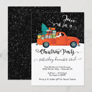 Secret Santa Truck Chistmas Tree Party Kaart