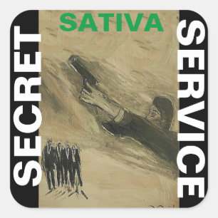 SECRET SERVICE SATIVA VIERKANTE STICKER