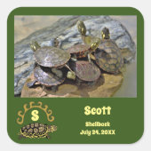 Secret Turtle Shellback Lagoon Foto Naam Vierkante Sticker (Voorkant)