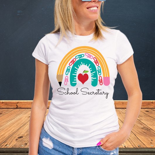 Secrétaire d'école Rainbow Tshirt