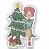 Secrétaire père Noël avec Sticker sapin de Noël (Devant)