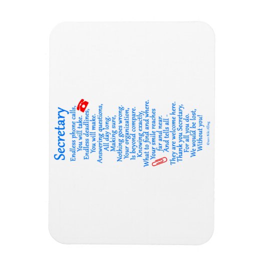 Secretaris bedankt magneet (Verticaal)