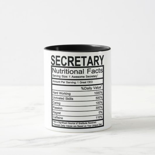 Secretaris Nutritional Facts Mok (Midden)