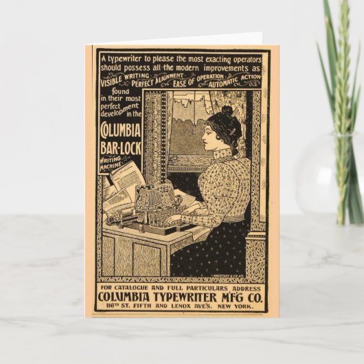 Secretaris van 1890 bij Typewriter Kaart (Voorkant)
