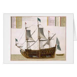 Sectie door een Frans eersteklas schip van 104 ca